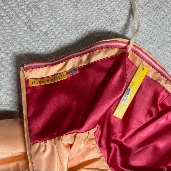 ALICE + OLIVIA silk peach short strapless dress with big bow. New w/tags. size 2 - Picture 5 of 16
